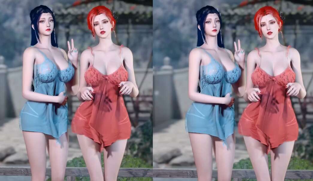 【3D同人视频/全动态/VAM】云韵&雅妃 极品双飞 双凤争屌 轮操极品骚货女神